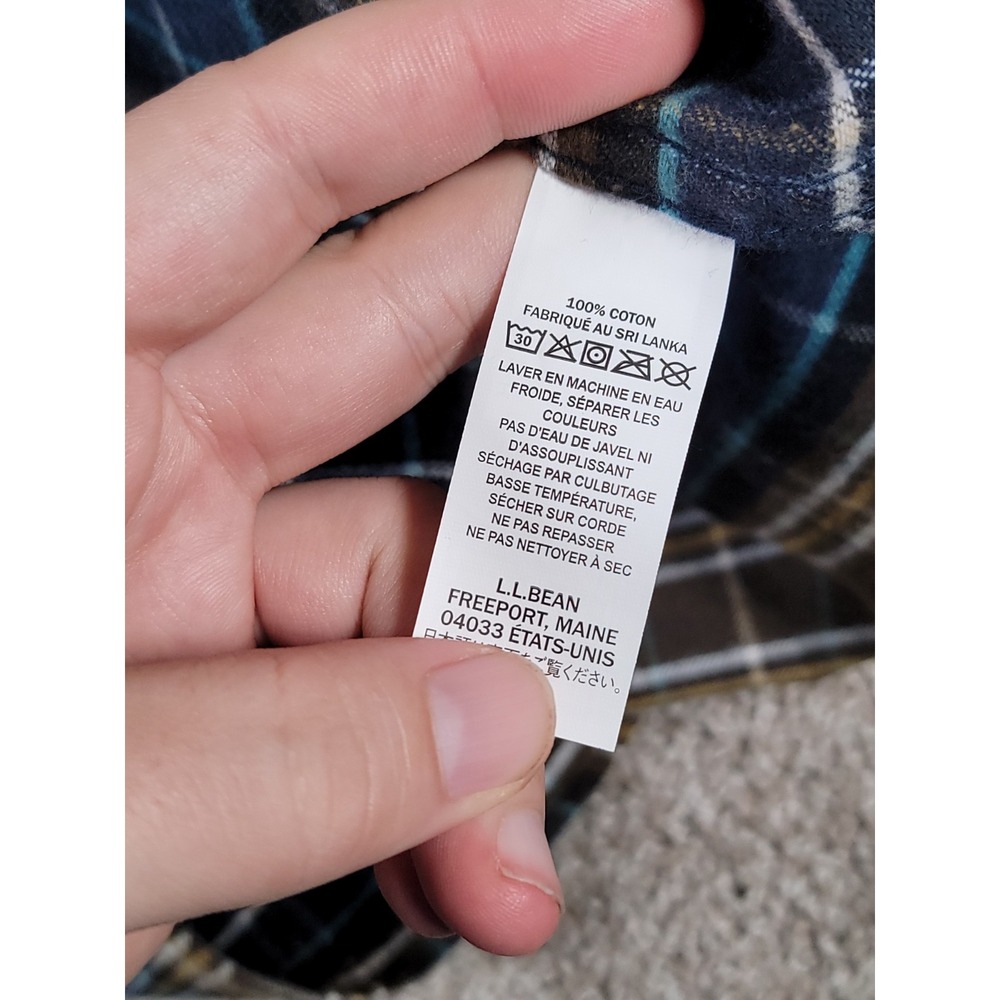 NWT LL Bean Scotch Plaid Flannel Shirt Medium Blue Brown Mens Traditional Fit - Picture 11 of 16